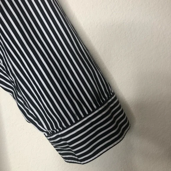LAUREN RALPH LAUREN Striped Button-Down Shirt Black White 100% Cotton Size: 16 W - Picture 13 of 16